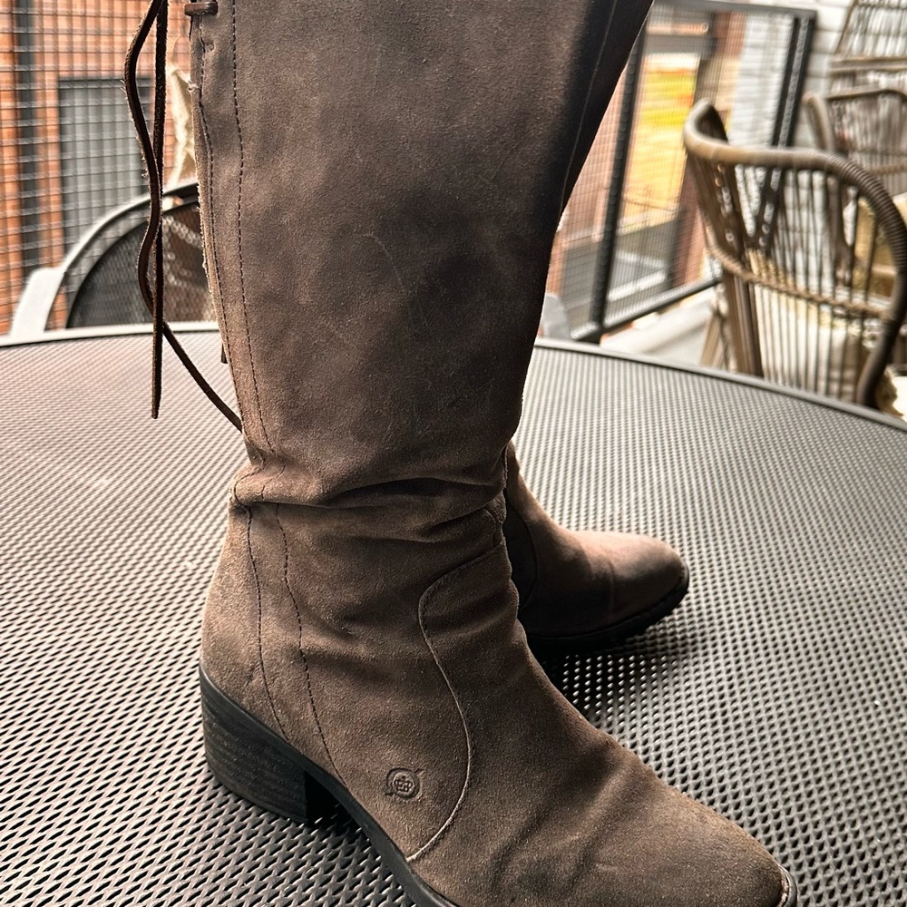 Born Brown/Gray Knee-High Suede 8.5 Boots